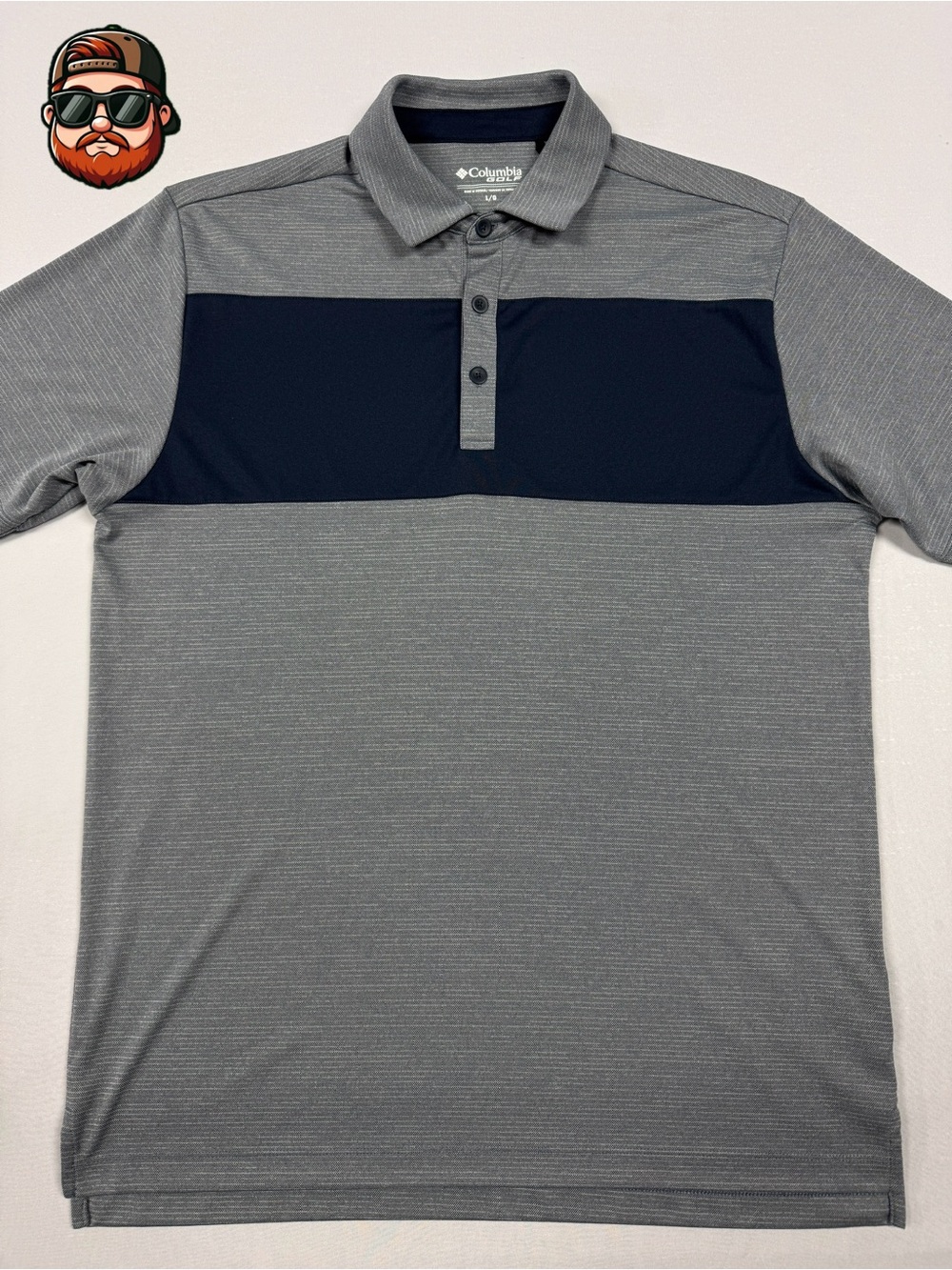 Men’s Columbia Golf Large Blue/Grey Performance Short Sleeve Polo